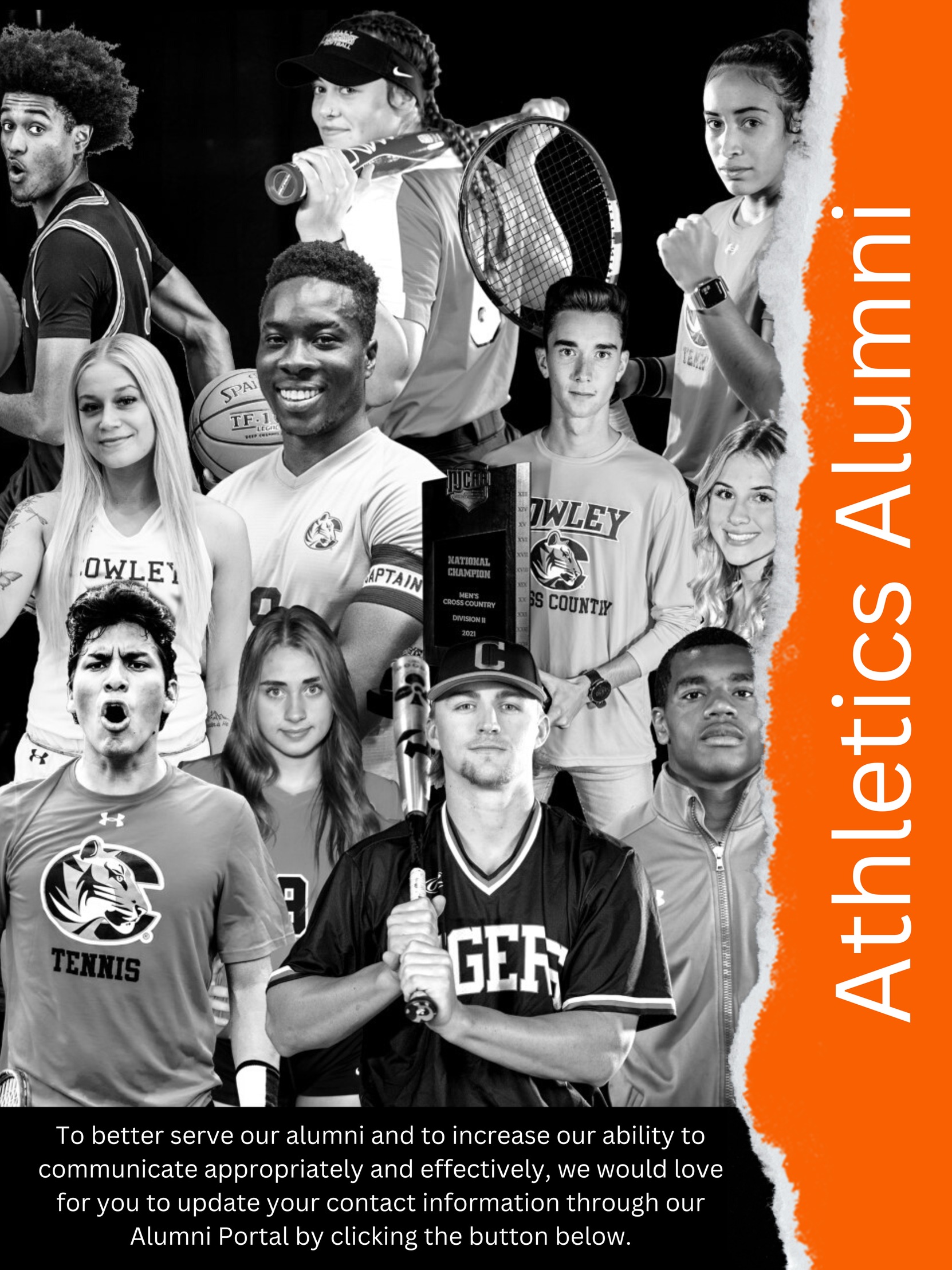 Athletic alumni greeting and portal option